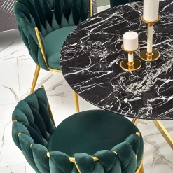 Garnero Arredamenti Tavoli Laccati|Tavoli Da Pranzo-Tavolo rotondo moderno 100x73cm marmo nero oro Onorato Marmo Nero - Oro