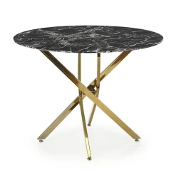 Garnero Arredamenti Tavoli Laccati|Tavoli Da Pranzo-Tavolo rotondo moderno 100x73cm marmo nero oro Onorato Marmo Nero - Oro