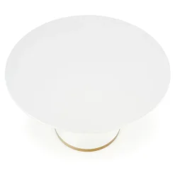 Garnero Arredamenti Tavoli Laccati|Tavoli Da Pranzo-Tavolo rotondo 120x120cm da pranzo bianco laccato acciaio oro Ruby