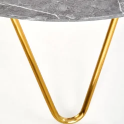 Garnero Arredamenti Tavoli Rotondi|Tavoli Da Pranzo-Tavolo rotondo 120x120cm moderno effetto marmo grigio acciaio oro Arak