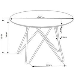 Garnero Arredamenti Tavoli Rotondi|Tavoli Da Pranzo-Tavolo rotondo 120x120cm moderno effetto marmo grigio acciaio oro Arak