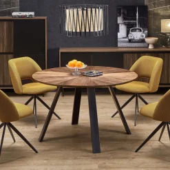 Garnero Arredamenti Tavoli Rotondi|Tavoli Da Pranzo-Tavolo rotondo 120x120cm moderno rovere noce nero Camomilla