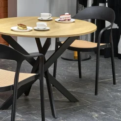 Garnero Arredamenti Tavoli Rotondi|Tavoli Da Pranzo-Tavolo rotondo 100x100cm moderno rovere nero Dormelada Rovere - Nero