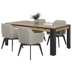 Garnero Arredamenti Tavoli Da Pranzo-Tavolo 195x100 cm moderno rovere rustico nero Ilyssa