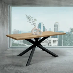 Garnero Arredamenti Tavoli In Legno|Tavoli Da Pranzo-Tavolo 160x90 cm rovere rustico metallo Gaya