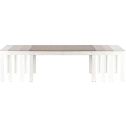 Garnero Arredamenti Tavoli Da Pranzo|Tavoli Allungabili-Tavolo 130/170x80cm da pranzo allungabile moderno bianco acciaio Gubbio