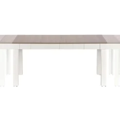 Garnero Arredamenti Tavoli Da Pranzo|Tavoli Allungabili-Tavolo 130/170x80cm da pranzo allungabile moderno bianco acciaio Gubbio