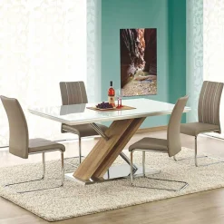 Garnero Arredamenti Tavoli In Vetro|Tavoli Da Pranzo-Tavolo 160x90cm da pranzo in vetro bianco acciaio cromato Mango Gihome®