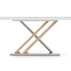 Garnero Arredamenti Tavoli In Vetro|Tavoli Da Pranzo-Tavolo 160x90cm da pranzo in vetro bianco acciaio cromato Mango Gihome®