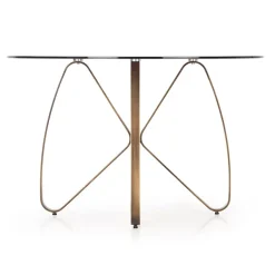 Garnero Arredamenti Tavoli In Vetro|Tavoli Da Pranzo-Tavolo 120x120cm da pranzo in vetro rotondo marrone oro antico Ulisse Gihome®