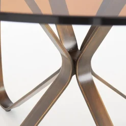 Garnero Arredamenti Tavoli In Vetro|Tavoli Da Pranzo-Tavolo 120x120cm da pranzo in vetro rotondo marrone oro antico Ulisse Gihome®