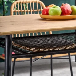 Garnero Arredamenti Tavoli In Legno|Tavoli Da Pranzo-Tavolo 160x90cm da pranzo moderno rovere dorato nero Wilson