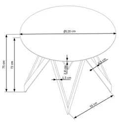 Garnero Arredamenti Tavoli In Legno|Tavoli Da Pranzo-Tavolo 120x120cm da pranzo rotondo rovere miele acciaio nero Edessa