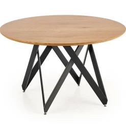 Garnero Arredamenti Tavoli In Legno|Tavoli Da Pranzo-Tavolo 120x120cm da pranzo rotondo rovere miele acciaio nero Edessa