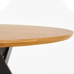 Garnero Arredamenti Tavoli In Legno|Tavoli Da Pranzo-Tavolo 120x120cm da pranzo rotondo rovere miele acciaio nero Edessa