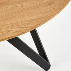 Garnero Arredamenti Tavoli In Legno|Tavoli Da Pranzo-Tavolo 120x120cm da pranzo rotondo rovere miele acciaio nero Edessa