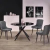Garnero Arredamenti Tavoli In Legno|Tavoli Da Pranzo-Tavolo 120x120cm da pranzo rotondo moderno vetro nero Anice Gihome®