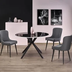 Garnero Arredamenti Tavoli In Legno|Tavoli Da Pranzo-Tavolo 120x120cm da pranzo rotondo moderno vetro nero Anice Gihome®