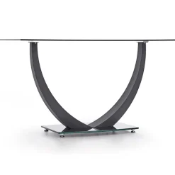 Garnero Arredamenti Tavoli In Vetro|Tavoli Da Pranzo-Tavolo 140x80cm in vetro moderno industrial nero Aidan Gihome®