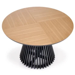 Garnero Arredamenti Tavoli Rotondi|Tavoli Da Pranzo-Tavolo 120x120cm rotondo da pranzo rovere chiaro nero Reno