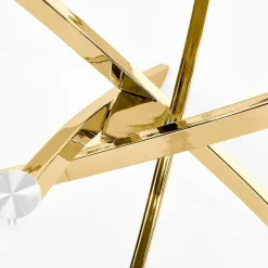 Garnero Arredamenti Tavoli In Vetro|Tavoli Da Pranzo-Tavolo 100x100cm rotondo in vetro acciaio cromato Minerva Gihome® Oro