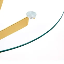 Garnero Arredamenti Tavoli In Vetro|Tavoli Da Pranzo-Tavolo 100x100cm rotondo in vetro acciaio cromato Minerva Gihome® Oro