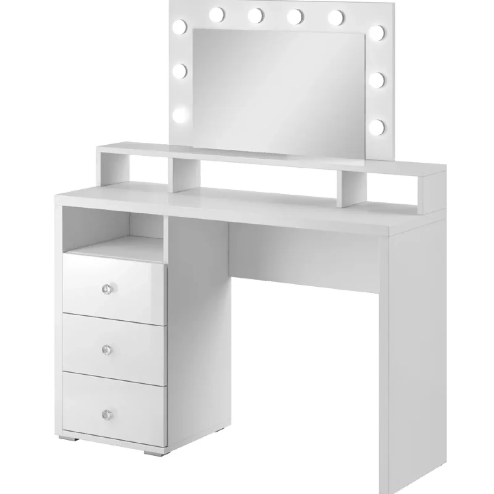 Garnero Arredamenti Scrivanie Per Ragazzi|Toeletta Trucco-Toeletta da trucco con cassetti 120x40cm con specchio e led bianco Eloisa