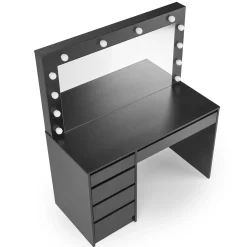 Garnero Arredamenti Toeletta Trucco-Toeletta da trucco con specchio 120x140cm con LED nero Cherie Nero Opaco