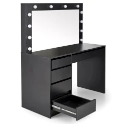 Garnero Arredamenti Toeletta Trucco-Toeletta da trucco con specchio 120x140cm con LED nero Cherie Nero Opaco