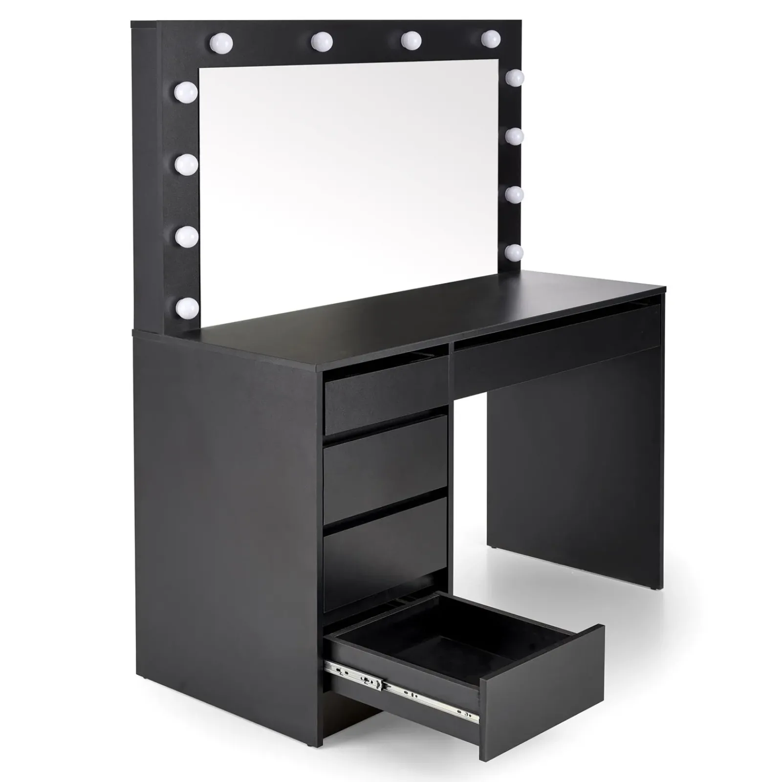 Garnero Arredamenti Toeletta Trucco-Toeletta da trucco con specchio 120x140cm con LED nero Cherie Nero Opaco