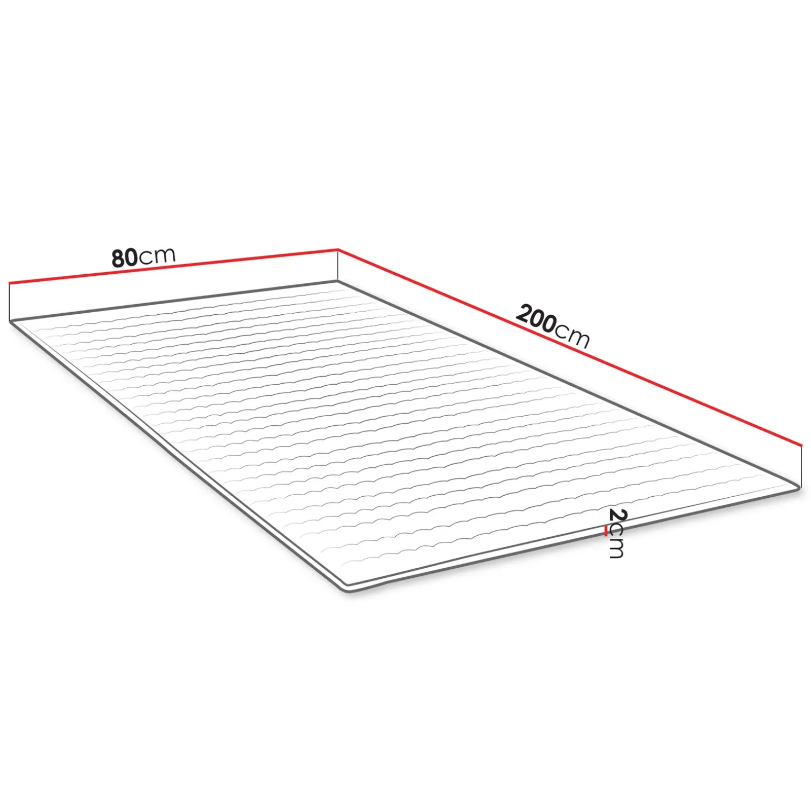 Garnero Arredamenti Topper|Topper-Topper singolo 80x200cm trapuntato imbottito con elastici bianco Corsica