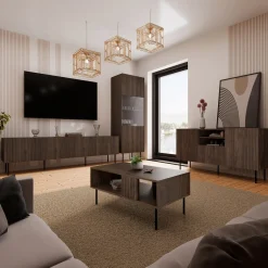 Garnero Arredamenti Vetrinette|Vetrinette-Vetrina alta 60x183h cm 1 anta 2 vani a giorno noce cannettato Gabiot