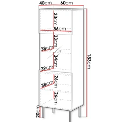 Garnero Arredamenti Vetrinette|Vetrinette-Vetrina alta 60x183h cm 1 anta 2 vani a giorno noce cannettato Gabiot