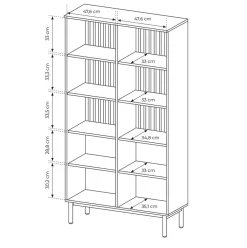 Garnero Arredamenti Vetrinette|Vetrinette-Vetrina alta 100x189h cm 4 ante con led nero opaco rovere Amel