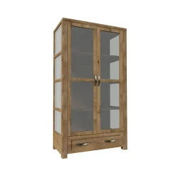 Garnero Arredamenti Vetrinette|Vetrinette-Vetrina alta 100x186h cm 2 ante con vetro quercia Clyde