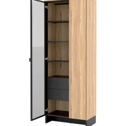 Garnero Arredamenti Vetrinette|Vetrinette-Vetrina alta 73x196h cm 2 ante rovere nero Alabaster