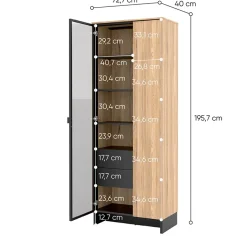 Garnero Arredamenti Vetrinette|Vetrinette-Vetrina alta 73x196h cm 2 ante rovere nero Alabaster