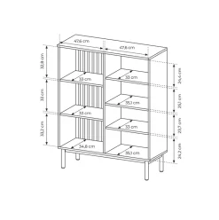 Garnero Arredamenti Vetrinette|Vetrinette-Vetrina bassa 100x126h cm 3 ante con led nero opaco rovere Amel