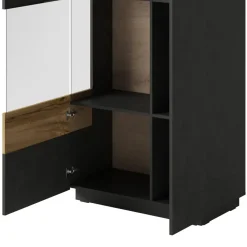 Garnero Arredamenti Vetrinette|Vetrinette-Vetrina bassa 80x139h cm 2 ante sinistra antracite rovere Bahama Antracite - Rovere Rustico