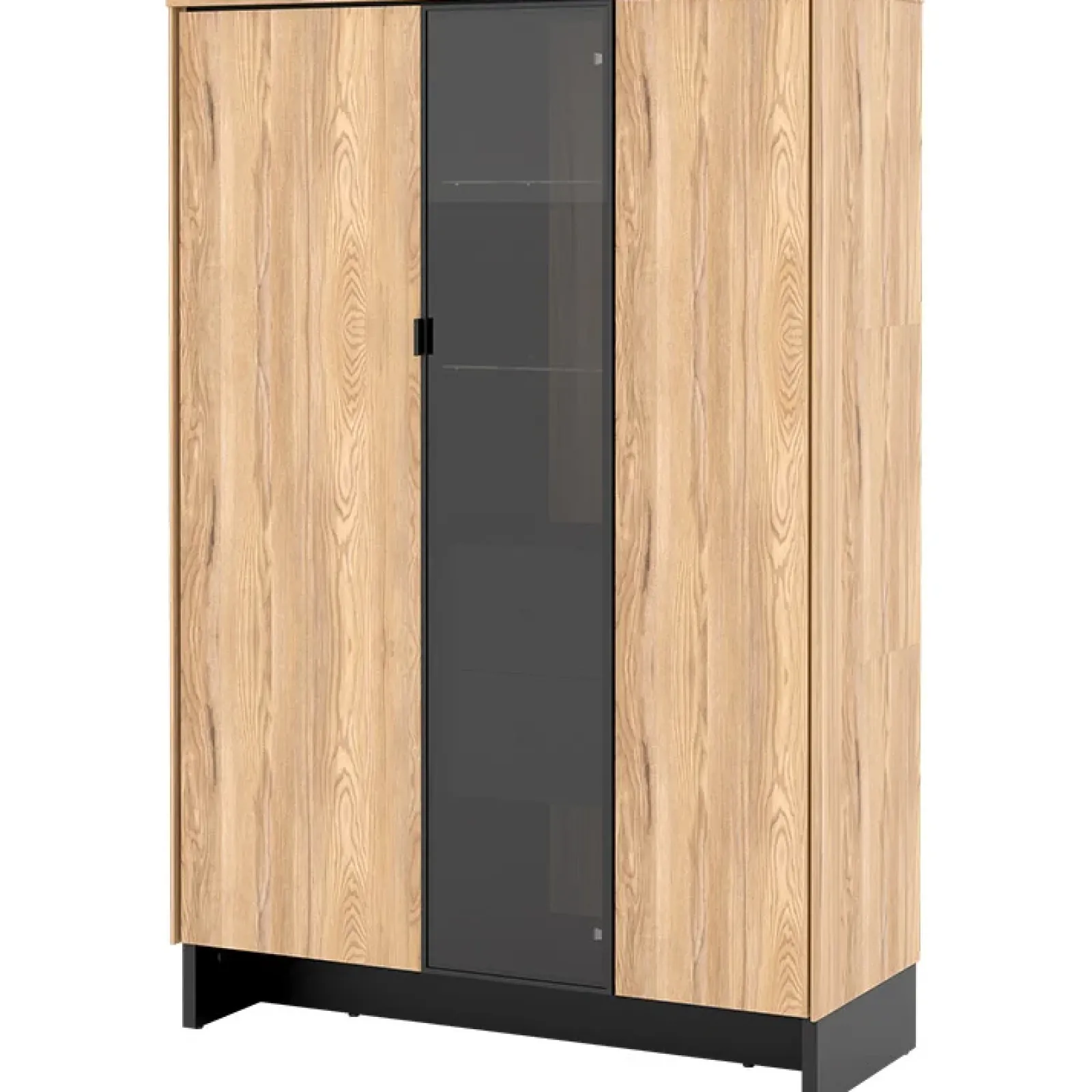 Garnero Arredamenti Vetrinette|Vetrinette-Vetrina bassa 102x152h cm 2 ante 2 cassetti interni rovere nero Alabaster