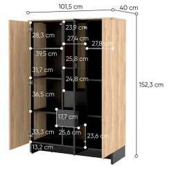 Garnero Arredamenti Vetrinette|Vetrinette-Vetrina bassa 102x152h cm 2 ante 2 cassetti interni rovere nero Alabaster