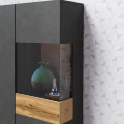 Garnero Arredamenti Vetrinette|Vetrinette-Vetrina bassa 80x139h cm 2 ante destra antracite rovere Bahama