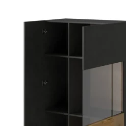 Garnero Arredamenti Vetrinette|Vetrinette-Vetrina bassa 80x139h cm 2 ante destra antracite rovere Bahama