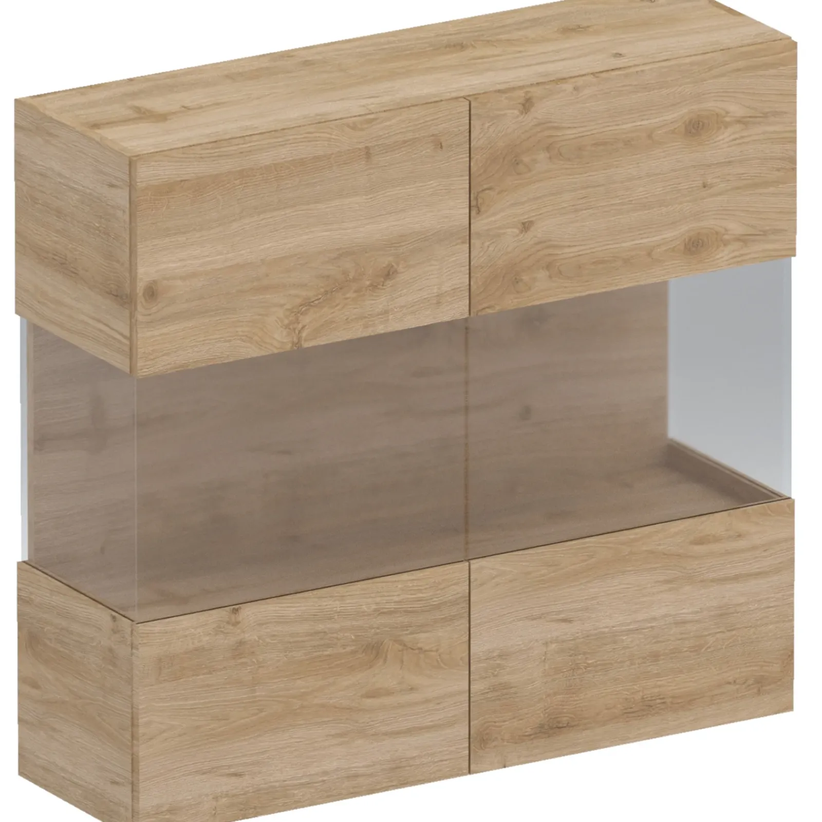 Garnero Arredamenti Mensole E Pensili|Vetrinette-Vetrina sospesa 95x88h cm 2 ante chiaro Sunset Rovere