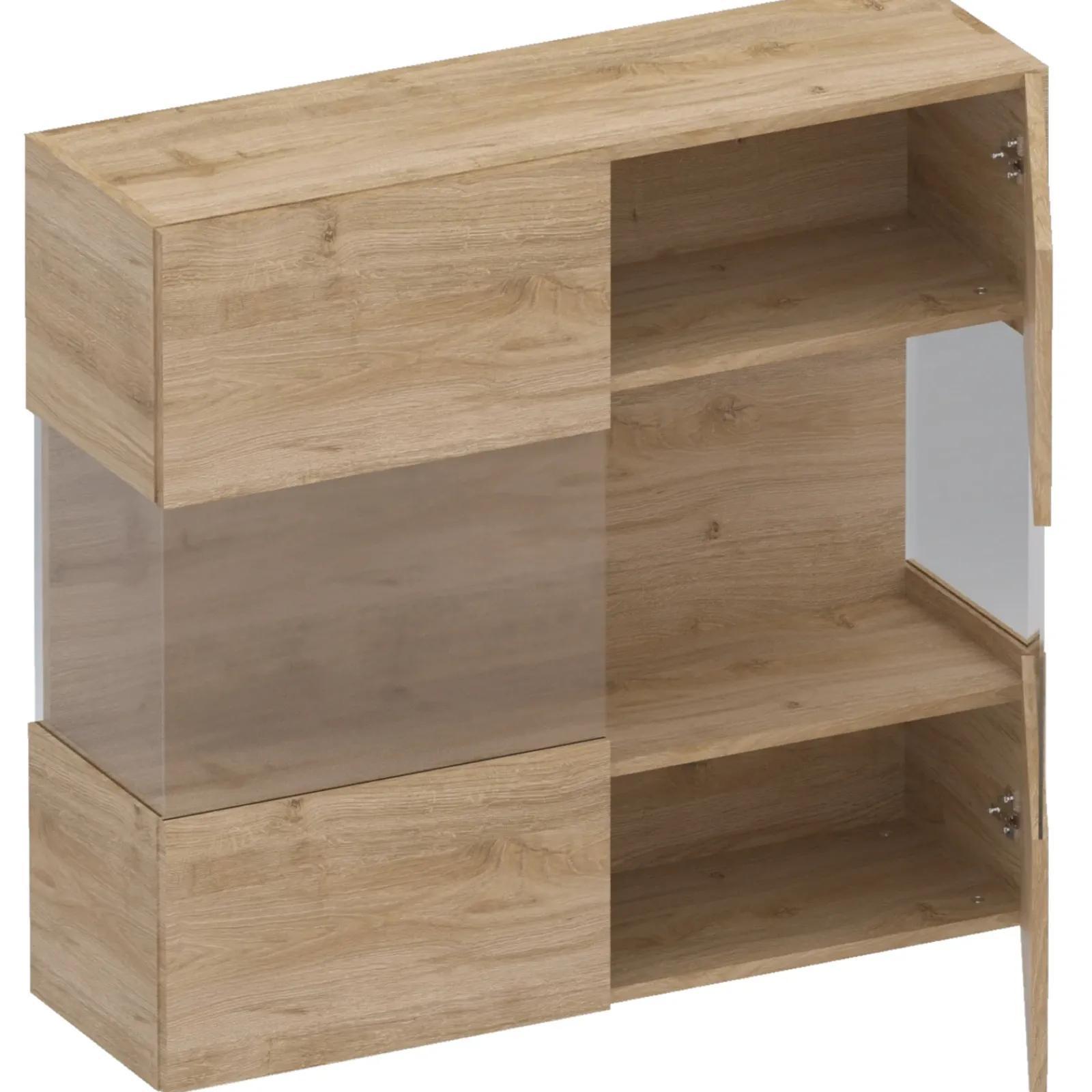 Garnero Arredamenti Mensole E Pensili|Vetrinette-Vetrina sospesa 95x88h cm 2 ante chiaro Sunset Rovere