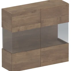 Garnero Arredamenti Mensole E Pensili|Vetrinette-Vetrina sospesa 95x88h cm 2 ante rovere scuro Sunset Noce