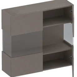 Garnero Arredamenti Mensole E Pensili|Vetrinette-Vetrina sospesa 95x88h cm 2 ante scuro Sunset Marrone