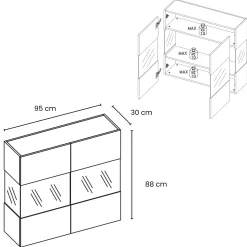 Garnero Arredamenti Mensole E Pensili|Vetrinette-Vetrina sospesa 95x88h cm 2 ante scuro Sunset Marrone