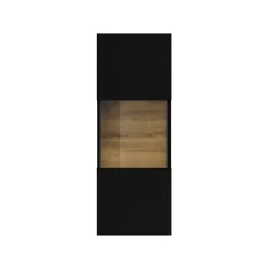 Garnero Arredamenti Vetrinette|Vetrinette-Vetrina sospesa 36x95h cm da parete nero rovere Fusion Nero Opaco
