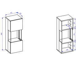 Garnero Arredamenti Vetrinette|Vetrinette-Vetrina sospesa 36x95h cm da parete nero rovere Fusion Nero Opaco